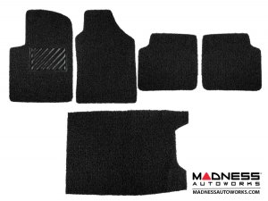 FIAT 500 Floor Mats + Cargo Mat Set - All Weather - Rubber Woven Carpet - Black